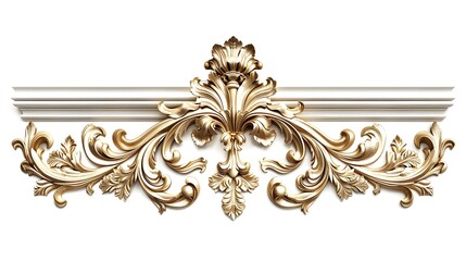 Exquisite Rococo Style Frame with Elaborate Gold Embellishments on White Background