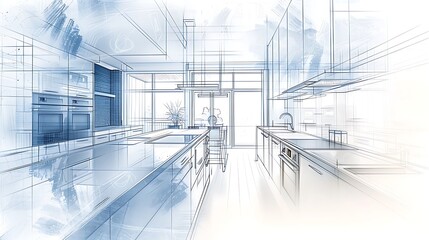 Obraz premium A detailed color pencil depiction of a futuristic smart home, with advanced appliances and digital interfaces Copy space for text, sharp focus and clear light, high clarity no grunge, splash, dust,