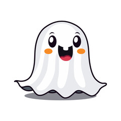 happy cute ghost cartoon character vector illustration template design