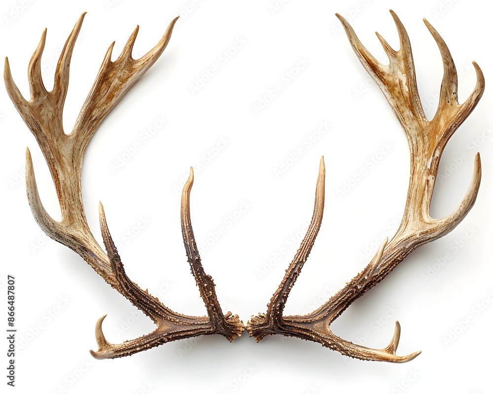 Poster rustic antler frame isolated on white background with copyspace