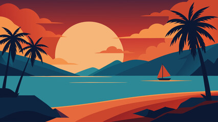 Landscape Saona Island Illustration