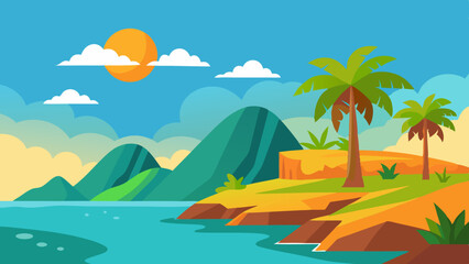 Landscape Saona Island Illustration