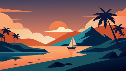 Landscape Saona Island Illustration