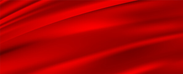 Elegant Red silk satin vector background. Red luxury silk cloth or satin texture with copy text space. Luxury trendy background for presentation, brochure, booklet,poster, banner. Premium Vector EPS10