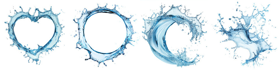 Creative Water Splash Shapes Including Heart and Circle