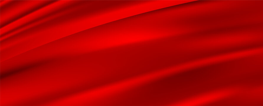 Elegant Red silk satin vector background. Red luxury silk cloth or satin texture with copy text space. Luxury trendy background for presentation, brochure, booklet,poster, banner. Premium Vector EPS10