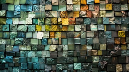 Sustainability and eco-friendly concept. Vibrant Mosaic Tile Wall