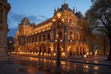 Obraz premium Vienna, Austria, the state opera of Vienna (Wiener Staatsoper), an icon of the world opera., generative IA