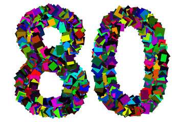 Colorful number 80 for math concept