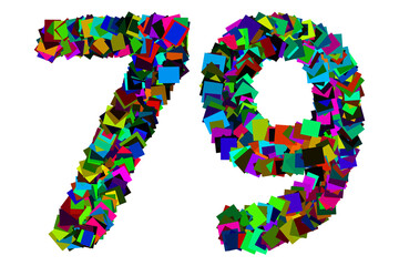 Colorful number 79 for math concept