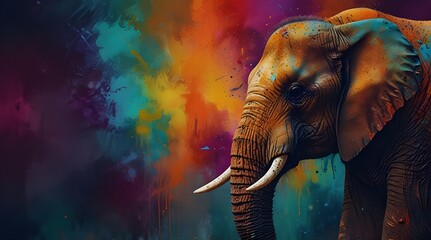 Vibrant elephant art stunning colorful painting with abstract background.generative.ai
