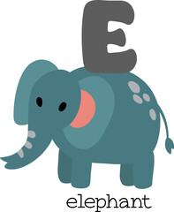 Educational illustration of letter E from alphabet.