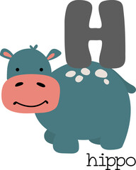 Educational illustration of letter H from alphabet.	
