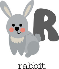 Educational illustration of letter R from alphabet.	
