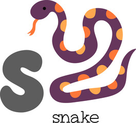 Educational illustration of letter S from alphabet.	
