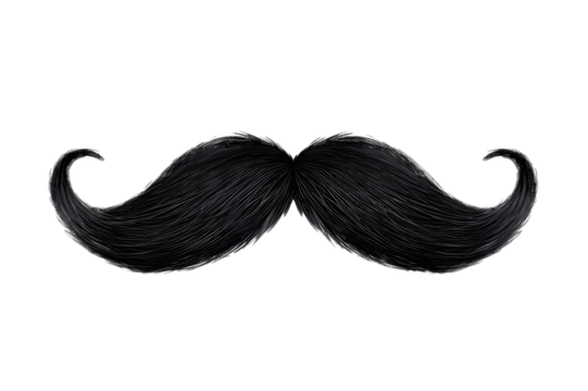 Black moustache isolated on transparent background
