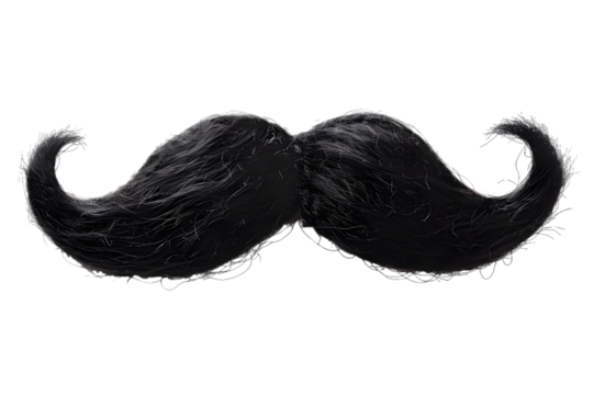 Black moustache isolated on transparent background