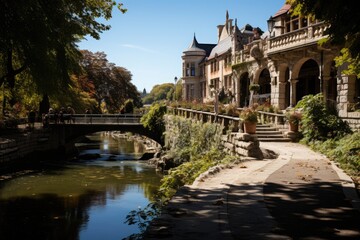 Budapest, Hungary, the City Park (Városlinget), with lakes and Vajdahunyad Castle., generative IA