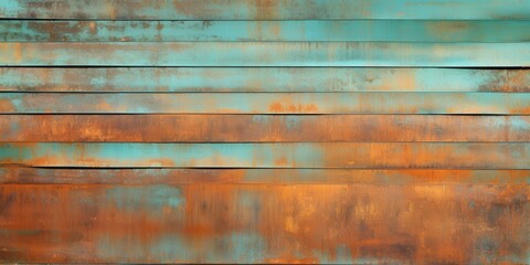 Rustic Metal Wall with Teal and Orange Hues