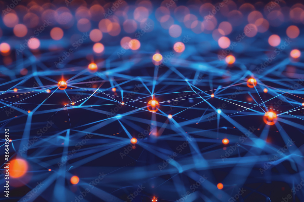 Poster a beautiful abstract digital technology background with network colorful connection lines.