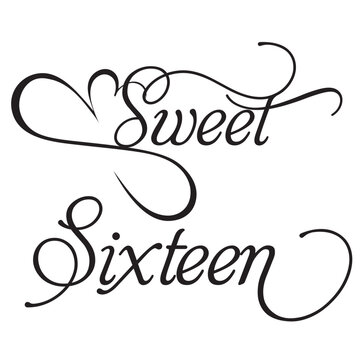 Sweet sixteen birthday celebration swirl laser cut sign design vector 