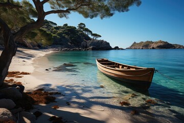 Majorca, whaares islands, ES Trenc Beach, a beach untouched with sand dunes., generative IA