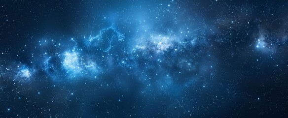 Naklejka premium Celestial Serenity - Background Starry Night Sky with Distant Galaxies and Copy Space for Text
