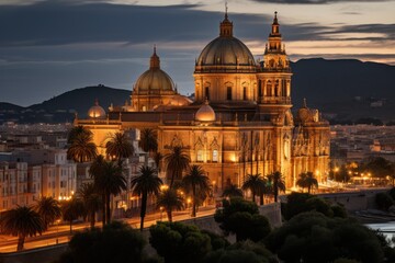 Fototapeta premium Sicily, Italy, the Palermo Cathedral, a magnificent church with varied architectural styles., generative IA