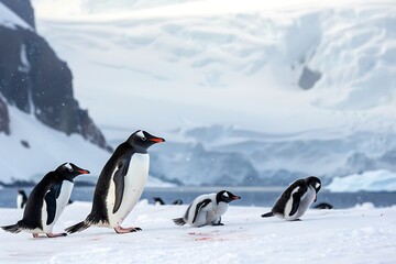 Fototapeta premium penguins on ice