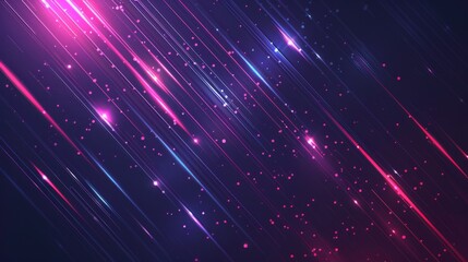 Naklejka premium Abstract purple and pink glowing lines with sparkle on a dark background. Futuristic digital art concept for technology, science fiction, and space.