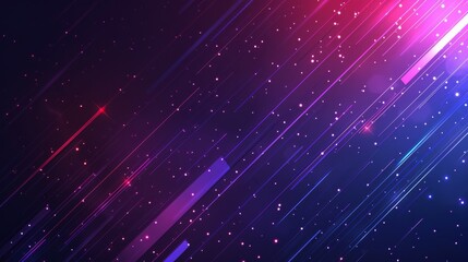 Fototapeta premium Abstract digital art with pink and blue neon lights, glowing lines and stars. Minimal futuristic background design with bright glowing shapes and textures.