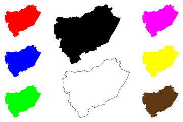 Harlow Town and district (United Kingdom of Great Britain and Northern Ireland, ceremonial county Essex, England) map vector illustration, scribble sketch Harlowbury map