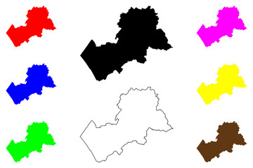 Harborough Non-metropolitan district (United Kingdom of Great Britain and Northern Ireland, ceremonial county Leicestershire or Leics, England) map vector illustration, scribble sketch map