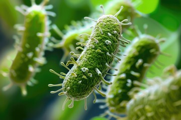 Fototapeta premium A close up of a green bacteria with many spikes