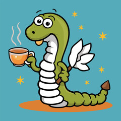 Fototapeta premium Worm having tea