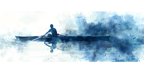A man is rowing a boat in the water