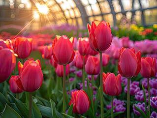 Many flower with nice back ground . Created with Ai