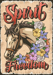 Obraz premium Freedom spirit vintage poster colorful