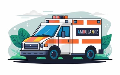 Colorful ambulance vector illustration on isolated white background