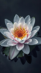 Elegant water lily blooming on still water. Themes related to nature, tranquility, and beauty.