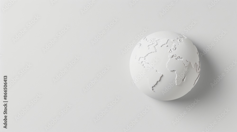 Poster a white globe on a clean, white background, representing the concept of global connectivity and simp