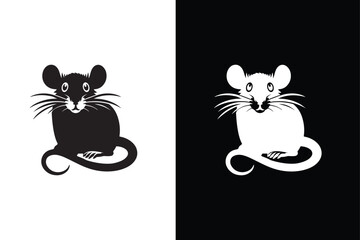 Rat icon logo design illustration. Rat silhouette black and white