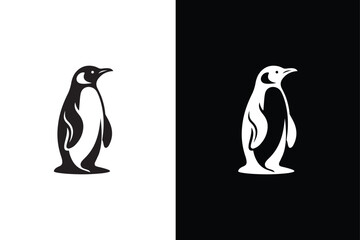 Penguin Icon on White black Background. Simple Vector Illustration.