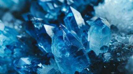 Fototapeta premium Close Up View of Natural Blue Crystal Formations
