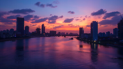 Fototapeta premium Twilight Over the River
