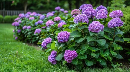 Obraz premium Hydrangea macrophylla blooming in the garden 