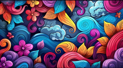 Vibrant Floral Kaleidoscope - Abstract Colorful Organic Pattern Digital