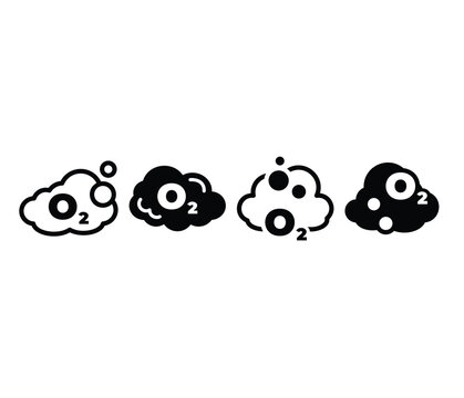 O2 icons symbol sign vector design black white color simple flat modern illustration collection sets