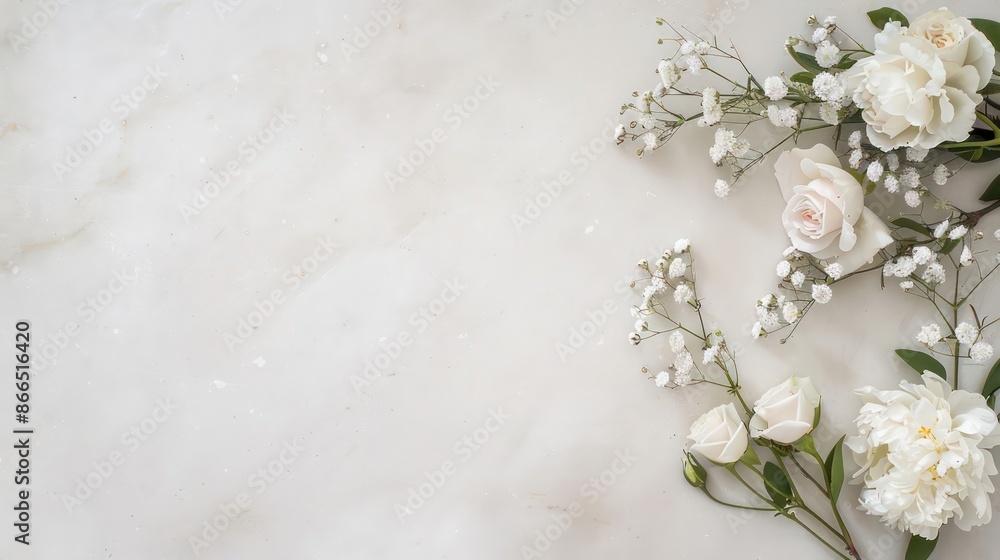 Poster A white background with flowers on it. The flowers are arranged in a way that they are not overlapping each other