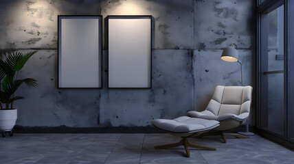 A photo frame, a blank photo frame on a wall with beautiful room interior design 